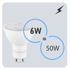 LUMILED 10x LED žarnica GU10 6W = 50W 580lm 6500K Hladno bela NASTAVLJIVA 24° 36° 60°