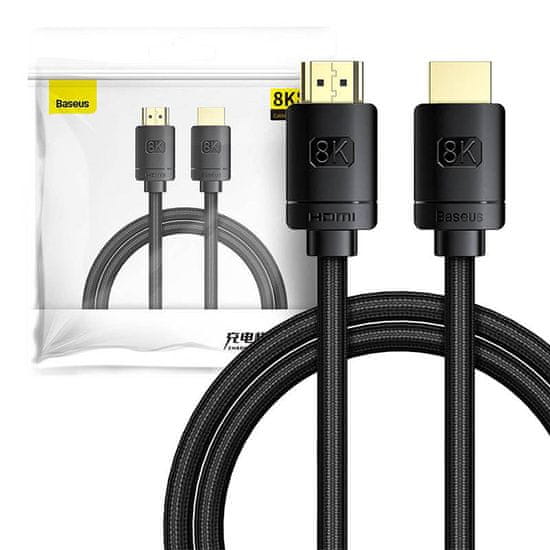 BASEUS Baseus High Definition Series HDMI 2.1 kabel, 8K 60Hz, 3D, HDR, 48Gbps, 1m (črn)