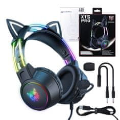 Onikuma ONIKUMA X15 PRO Gaming slušalke Cat (Black)