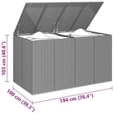 Vidaxl Vrtna škatla za blazine PE ratan 194x100x103 cm rjava