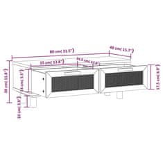 Vidaxl Klubska mizica Črna 80x40x30 cm inženirski les trdna borovina