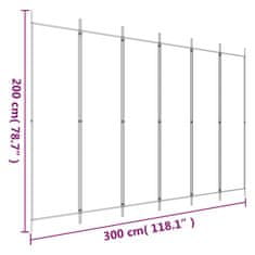 Vidaxl Paravan 6-delni antracit 300x200 cm blago