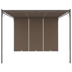 Vidaxl Vrtni paviljon s stransko zaveso 4x3x2,25 m taupe