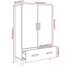 Vidaxl Visoka omarica bela 70x31x115 cm konstruiran les