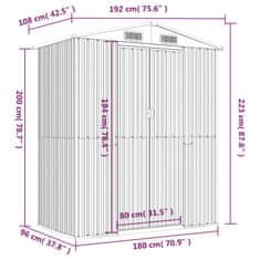 Vidaxl Vrtna lopa temno rjava 192x108x223 cm pocinkano jeklo