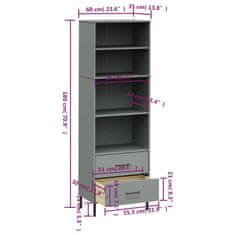 Vidaxl Knjižna omara z 2 predaloma siva 60x35x180 cm trden les OSLO