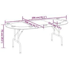 Vidaxl Zložljiva poker miza za 10 igralcev zelena 206x106x75 cm