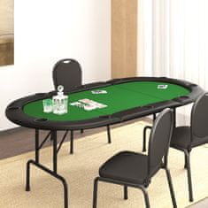 Vidaxl Zložljiva poker miza za 10 igralcev zelena 206x106x75 cm