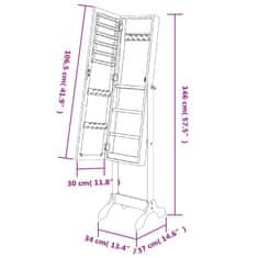 Vidaxl Prostostoječe ogledalo belo 34x37x146 cm