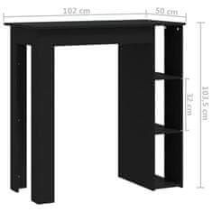 Vidaxl Barska miza s polico črna 102x50x103,5 cm iverna plošča