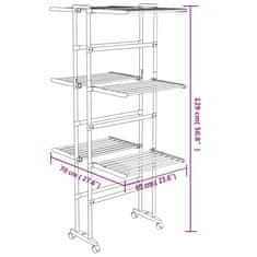 Vidaxl 3-nadstropno stojalo za perilo s kolesi srebrno 60x70x129 cm