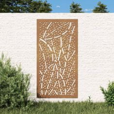 Vidaxl Vrtna stenska dekoracija 105x55 cm corten jeklo drevo