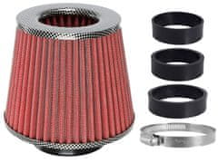 Carmotion Stožčasti zračni filter 155x130x120 mm, rdeč/ogljik, adapterji: 60, 63, 70 mm