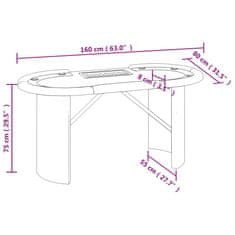 Vidaxl Poker miza za 10 igralcev s pladnjem zelena 160x80x75 cm