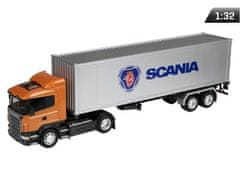 Carmotion Model 1:32, SCANIA R470, vlačilec oranžne barve - polpriklopnik srebrne barve