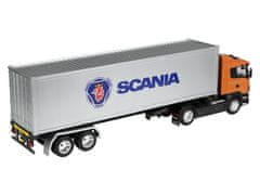 Carmotion Model 1:32, SCANIA R470, vlačilec oranžne barve - polpriklopnik srebrne barve