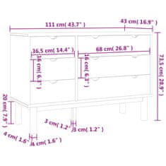 Vidaxl Predalnik OTTA rjav in siv 111x43x73,5 cm trdna borovina