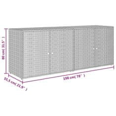 Vidaxl Vrtna omara za shranjevanje siva 198x55,5x80 cm poli ratan