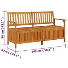 Vidaxl Klop za shranjevanje 148 cm trden akacijev les