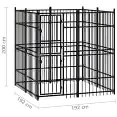 Vidaxl Zunanji pasji boks jeklo 3,69 m²