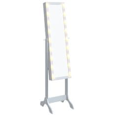 Vidaxl Prostostoječe ogledalo z LED lučkami belo 34x37x146 cm