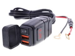 Miramarket Polnilec za motorna kolesa 2x USB 3,4A z voltmetrom