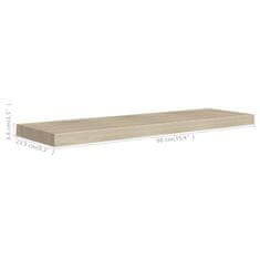 Vidaxl Stenske police 2 kosa barva hrasta 90x23,5x3,8 cm MDF