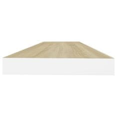 Vidaxl Stenska polica barva hrasta in bela 80x23,5x3,8 cm MDF