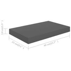 Vidaxl Stenske police 2 kosa visok sijaj sive 40x23x3,8 cm MDF