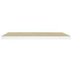 Vidaxl Stenske police 2 kosa hrast in bele 80x23,5x3,8 cm MDF