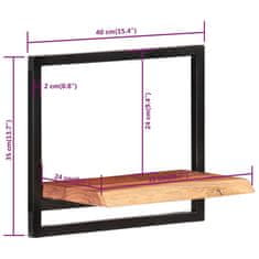 Vidaxl Stenske police 2 kosa 40x24x35 cm trden akacijev les in jeklo