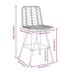 Vidaxl Barski stolček 2 kosa 45x56x103,5 cm PE ratan in jeklo