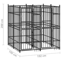 Vidaxl Zunanji pasji boks jeklo 3,69 m²