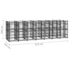 Vidaxl Zunanji pasji boks jeklo 12,9 m²