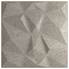 Vidaxl Stenski paneli 48 kosov betonsko sivi 50x50 cm XPS 12m² diamant