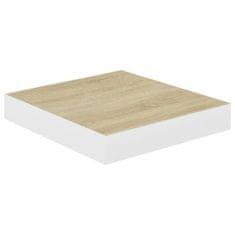 Vidaxl Stenske police 2 kosa barva hrasta in bela 23x23,5x3,8 cm MDF