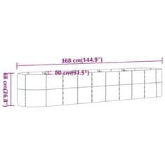 Vidaxl Visoka greda iz prašno premazanega jekla 368x80x68 cm siva