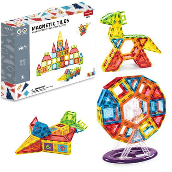 Magnetic Tiles Magnetni gradbeni set 140 delni set - Magnetic Tiles