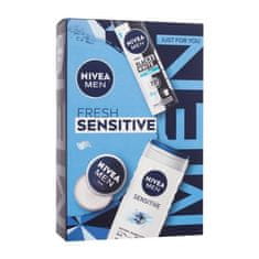 Nivea Men Fresh Sensitive Set krema za obraz, telo in roke Men Creme 30 ml + antiperspirant Men Invisible Black & White Fresh 150 ml + gel za prhanje Men Sensitive 250 ml za moške