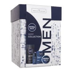 Nivea Men Deep Collection Set krema za obraz, telo in roke Men Creme 75 ml + vodica po britju Men Deep Comfort 100 ml + antiperspirant Men Deep Darkwood 50 ml + gel za prhanje Men Deep Clean 250 ml za moške