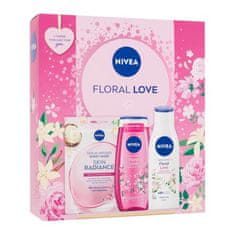 Nivea Floral Love Set gel za prhanje Floral Love 250 ml + losjon za telo Floral Love 250 ml + maska za obraz Skin Radiance 1 kos za ženske