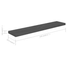 Vidaxl Stenske police 2 kosa visok sijaj sive 120x23,5x3,8 cm MDF