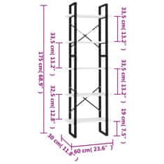 Vidaxl Knjižna omara 5-nadstropna bela 60x30x175 cm inženirski les