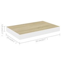 Vidaxl Stenska polica barva hrasta in bela 50x23x3,8 cm MDF