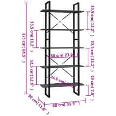 Vidaxl Knjižna omara 5-nadstropna siva 80x30x175 cm inženirski les