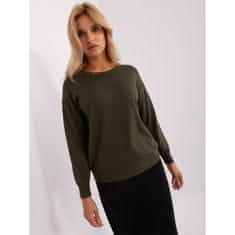 Wool Fashion Ženski pulover z okroglim vratom KOLBY khaki barve AT-SW-2325.95P_401572 Univerzalni