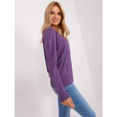 Wool Fashion Ženski pulover z rebrastim robom CARIG vijolične barve AT-SW-2231A.00P_401722 Univerzalni