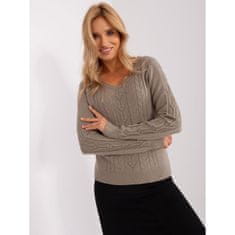 Wool Fashion Ženski karirasti pulover KYLAN temno bež AT-SW-2329.98P_401826 Univerzalni