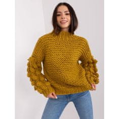 Wool Fashion Ženski pulover ERILE olivne barve AT-SW-2382.97P_401850 Univerzalni