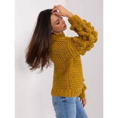 Wool Fashion Ženski pulover ERILE olivne barve AT-SW-2382.97P_401850 Univerzalni